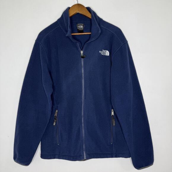 North Face Jacket Mens Large Navy Full Zip Fleece Embroidered Logo Outdoors - Picture 1 of 8